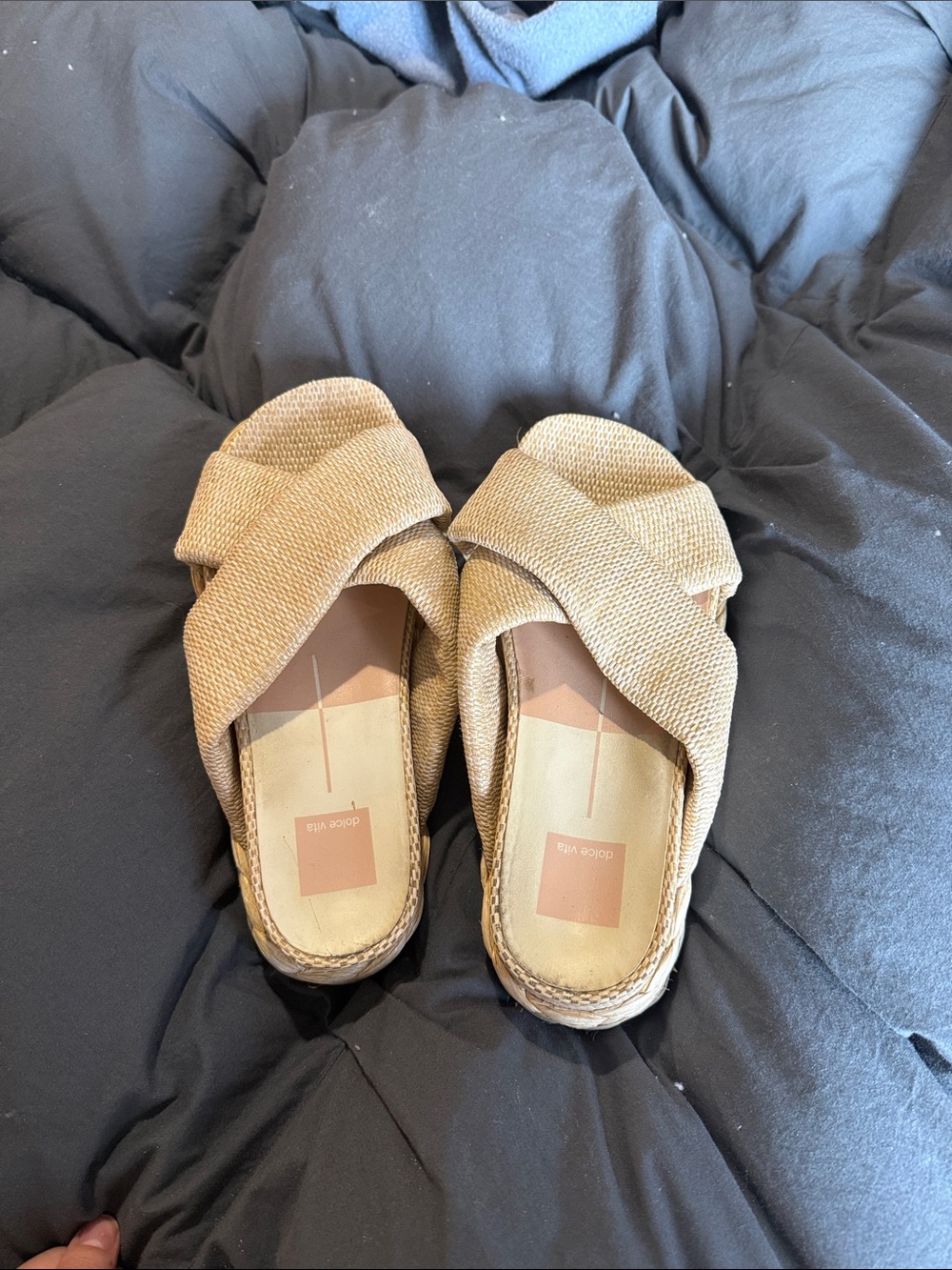 Dolce Vita Beige Woven Crisscross Slide Mules
